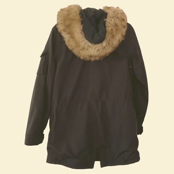SO13 New York Black Faux Fur Hooded Coat  L - Picture 3 of 14